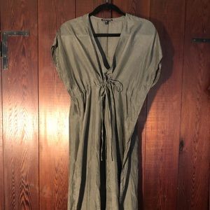 Eileen Fisher olive green silk dress size small